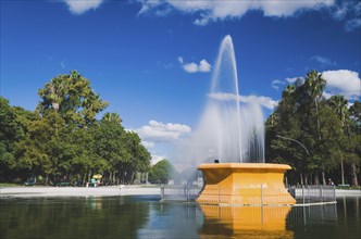 Porto Alegre, Rio Grande do Sul, Brazil, March 29, 2021: Fountain of redemption square on a