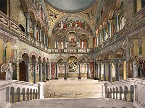 The Throne Room, Throne Hall, in Neuschwanstein Castle, Bavaria, Historic, digitally enhanced