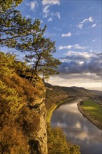 The Leopoldsnase viewpoint is a vantage point near Rathen.View of the Elbe arch between the