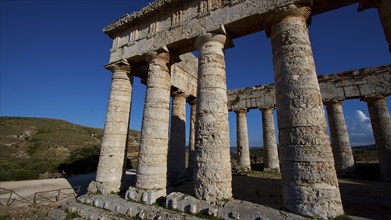 Evening light, Doric temple, Segesta, Super wide angle shot, Ancient site, Archaeological site,