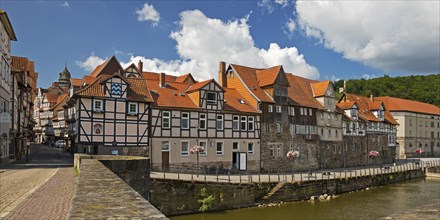 Half-timbered houses on the Werra River, German Half-Timbered Houses Route, Hann. Münden or