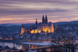 View from the Proschwitz Winery of Meissen Castle Hill with Albrechtsburg Castle, Bishop's Palace