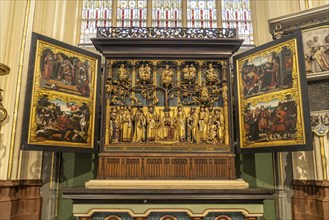 Altar in the interior of St. Salvator's Cathedral in Bruges, Belgium, Europe