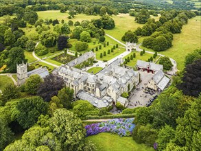 Lanhydrock House and Garden from a drone, Bodmin, Cornwall, England, UK