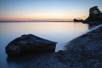 Sunset over Lake Constance, beach, summer, Langenargen, Baden-Württemberg, Germany, Europe