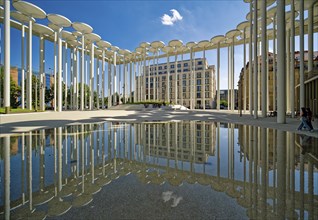 Säulengarten, SAB Forum, new building Sächsische Aufbaubank, Leipzig, Saxony, Germany, Europe