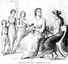 Roman Cornelia and her children, ancient Rome, portrait, hellinistic education, children, widow,