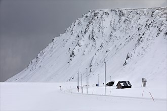 Entering the North Cape Tunnel in winter