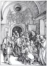 Picture cycle From the Life of the Virgin, the Circumcision, woodcut by Albrecht Dürer, historical,