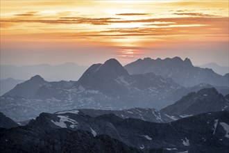 Evening mood, Dramatic mountain landscape, View from Hochkönig, Salzburger Land, Austria, Europe