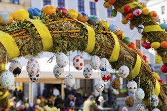 The old town of Pirna decorated for Easter. Since reunification, numerous historically valuable