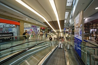 Escalators, Leipzig main station, interior, Leipzig, Saxony, Germany, Europe