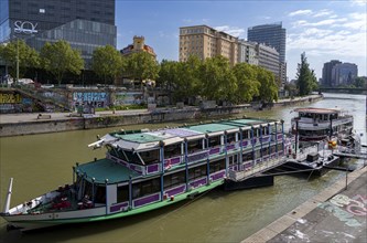 Excursion boat Vindobona on the Danube in the city centre, Vienna, Austria, Europe