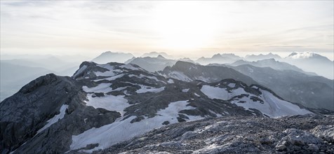 Remnants of snow, high alpine landscape, Übergossene Alm, Berchtesgaden Alps, Salzburger Land,