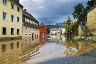 Flood in Königstein in Saxon Switzerland