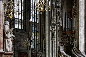 St. Stephen's Cathedral, Cathedral Church of St. Stephen in Vienna, interior view, landmark of