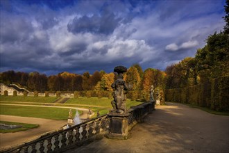 The Grosssedlitz Baroque Garden with the Friedrichschlösschen is situated on a hill on the left