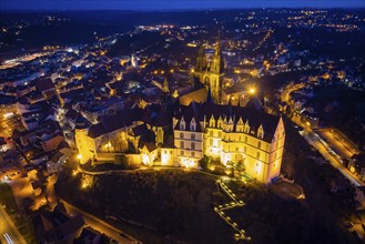 Meissen Castle Hill with Bishop's Palace, Cathedral and Albrechtsburg Castle high above the Elbe