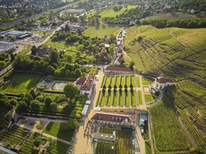 Wackerbarth Castle, originally Wackerbarths Ruh', is a Baroque castle surrounded by vineyards in