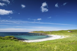 Beach in the fishing village of Hovden, coast, fjords and mountains, Langoya Island, Vesteralen