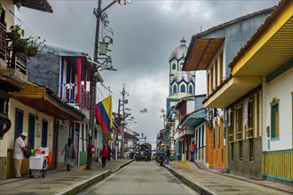 Colourful houses in the Unesco site coffee cultural landscape, Filandia, Colombia, South America