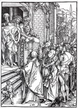 Woodcuts of the Great Passion, Christ in front of the People, woodcut by Albrecht Dürer,