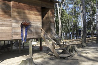 Traditional wooden house of the Tuyuca natives people village, Manaus, Amazonia State, Brazil,