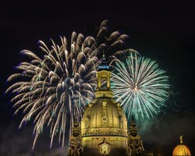 Fireworks at the Church of Our Lady for the Dresden City Festival