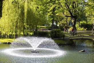 City Park Artur Richter Park, water features with fountain in pond