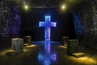 Christian cross, Salt cathedral of Zipaquira, Colombia, South America