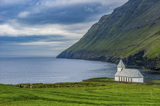 Vidareidi church in Vidoy, Faroe islands, Denmark, Europe