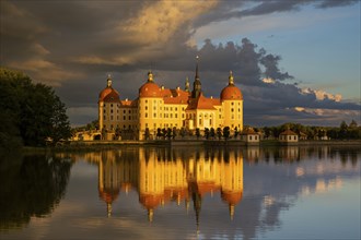 Moritzburg baroque palace with stormy sky