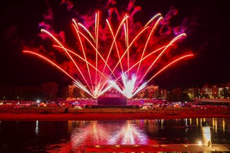 Fireworks at the end of the Roland Kaiser concert in Dresden
