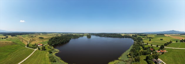 Drone shot, Abtsdorfer See Rupertiwinkel, Upper Bavaria, Bavaria, Germany, Europe