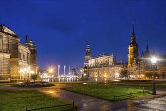 Semper Opera House, Court Church, Residence Palace, Hausmann Tower, King John Monument and Schinkel