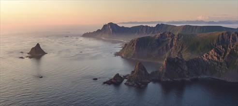 Rocky coast, fjords and mountains, Matinden mountain, Bleik, Andoya island, Vesteralen archipelago,