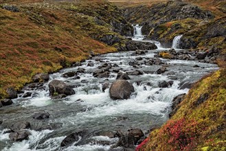 Small waterfalls on the road to Mjoifjordur on the east side of Iceland