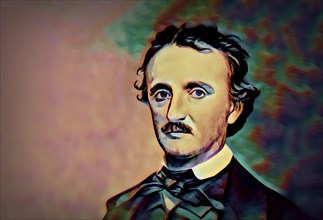 Portrait of Edgar Allan Poe, 1809 â€“ 1849, American writer, digitally edited according to a