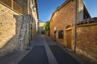 Small roads in Oingt village, Beaujolais, France, Europe