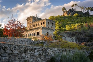 Abandoned ruin building of Termas Radium Hotel Serra da Pena in Sortelha with beautoful colorful