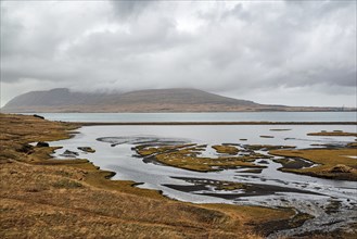 View of Hvalfjordur in a summer cloudy day, Iceland, Europe