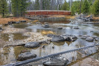 Large rocks in the water of redfick creek near Stanley, Idaho