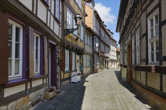 Rosenwinkel, half-timbered alley in the old town, lower town, Halberstadt, Harz Mountains,