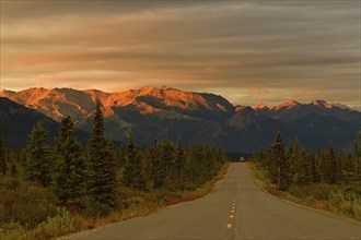 Road in Denali National Park, the first 24 kilometres are paved, Alaska, USA, North America