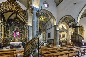 St Peter Church, Interior with the double pulpit, Faro, Algarve, Portugal, Europe