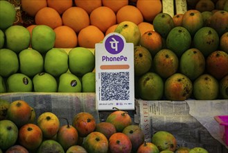 A Unified Payment Interface (UPI) barcode, or QR code, is kept at a stall for customers to make