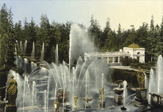 Peterhof of the Palace, St. Petersburg, Russia, c. 1890, Historic, digitally enhanced reproduction