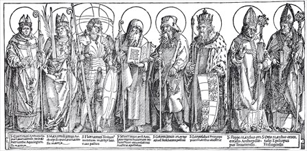 The Patron Saints of Austria, woodcut by Albrecht Dürer, historical, digitally improved