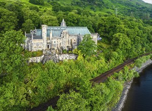 St Conans Kirk from a drone, Loch Awe in Argyll and Bute, Scotland, UK