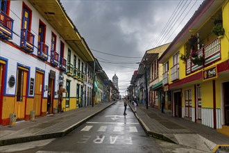 Colourful houses in the Unesco site coffee cultural landscape, Filandia, Colombia, South America